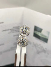 Load image into Gallery viewer, 14k 585 White Gold Halo Stud Earrings with Lab-Grown Diamonds 0.83 ct Total – IGI Certified
