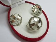 Load image into Gallery viewer, Pair of Matching Vintage 875 Silver 14K Rose Gold Tulip Earrings with Clear Cubic Zirconia
