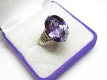 Load image into Gallery viewer, Vintage USSR 875 Silver Amethyst Solitaire Ring – Size 7.25 | Retro Geometric Design
