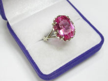 Load image into Gallery viewer, Vintage USSR 875 Silver Amethyst Statement Ring – Large Oval Pink Gemstone, Size 9.5
