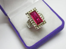 Load image into Gallery viewer, Side View of Vintage Soviet 875 Silver Tourmaline Ring with Beaded Border
