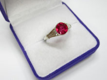 Load image into Gallery viewer, Side View of Vintage Soviet 875 Silver Tourmaline Ring with Fluted Shoulders
