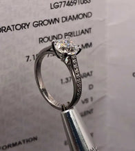 Load image into Gallery viewer, Side View of 14K White Gold Diamond Ring with Pave Diamond Shoulders
