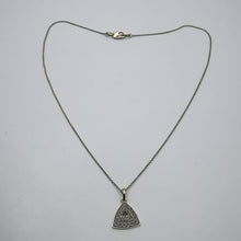 Load image into Gallery viewer, Close-up of Vintage 14K Gold Triangle Pendant Necklace
