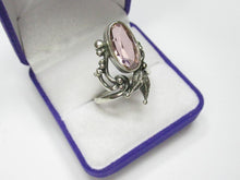Load image into Gallery viewer, Vintage Soviet Amethyst Solitaire Ring – USSR 875 Silver, Swirl Design, Size 9
