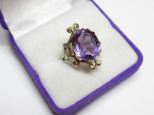 Load image into Gallery viewer, Vintage USSR 875 Silver Amethyst Solitaire Ring – Size 6 | Retro Swirl Gilt Design
