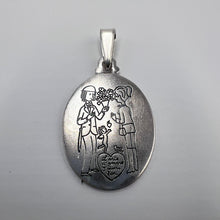 Load image into Gallery viewer, Back View of Vintage 925 Sterling Silver Engraved Love Story Pendant

