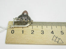 Load image into Gallery viewer, Close-up of Vintage Soviet Sterling Silver 925 Earrings featuring Pink Chalcedony and Openwork Filigree
