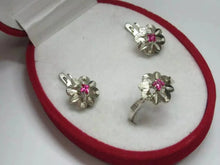 Load image into Gallery viewer, Vintage Soviet 875 Sterling Silver Ruby Stud Earring
