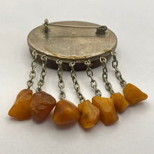 Load image into Gallery viewer, Natural Baltic Amber Cabochon on Vintage USSR Brooch
