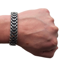 Load image into Gallery viewer, 925 Sterling Silver Heavy Byzantine Link Bracelet Blackened Finish Handmade
