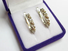 Load image into Gallery viewer, Vintage Russian earrings in sterling silver 925 with gold 375 9K accents, featuring intricate design for women.
