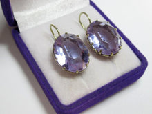 Load image into Gallery viewer, Sterling silver Soviet vintage earrings with Alpanite details, women's jewelry featuring intricate Russian design elements.
