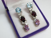 Load image into Gallery viewer, Sterling silver Russian earrings with oval amethyst gemstones, handcrafted women's jewelry by Fezba Market.
