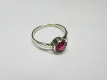 Load image into Gallery viewer, Profile View of Vintage USSR 875 Silver Bezel-Set Tourmaline Ring
