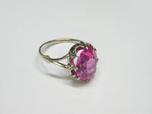 Load image into Gallery viewer, Vintage USSR 875 Silver Amethyst Statement Ring – Large Oval Pink Gemstone, Size 9.5
