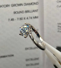 Load image into Gallery viewer, Profile View of 14K White Gold Lab-Grown Diamond Solitaire Engagement Ring
