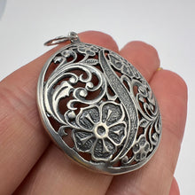 Load image into Gallery viewer, Detailed Floral Openwork Design on Vintage 925 Sterling Silver Pendant
