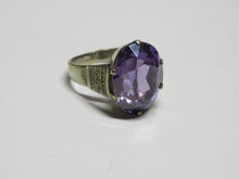 Load image into Gallery viewer, Vintage USSR 875 Silver Amethyst Solitaire Ring – Size 7.25 | Retro Geometric Design

