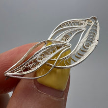 Load image into Gallery viewer, Detailed Filigree Wirework on Vintage 960 Silver Leaf Brooch
