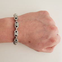 Load image into Gallery viewer, 925 Sterling Silver Orthodox Bracelet Save &amp; Protect with Icons Blackened Handmade Ukraine
