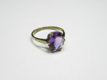 Load image into Gallery viewer, Profile View of Vintage USSR 875 Silver 18K Gold-Plated Amethyst Solitaire Ring
