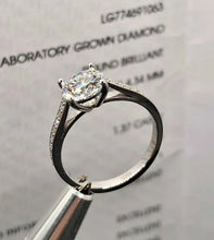 Load image into Gallery viewer, Profile View of 14K White Gold Solitaire-Style Diamond Ring 1.49ct Total

