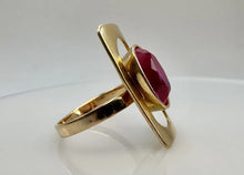 Load image into Gallery viewer, Vintage Soviet USSR 14K 583 Red Gold Synthetic Ruby Ring Size 7.25
