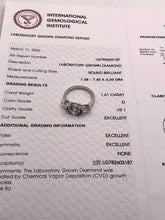 Load image into Gallery viewer, 14K White Gold Lab-Grown Diamond Ring 2.21ct Total, 1.61ct D VS1 IGI Size 6.5

