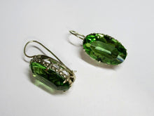 Load image into Gallery viewer, Vintage Russian Soviet sterling silver earrings with Alpanite accents, featuring intricate women's jewelry design.
