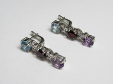 Load image into Gallery viewer, Sterling silver Russian earrings with purple amethyst stones, women's jewelry featuring unique, handcrafted design.
