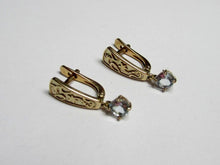Load image into Gallery viewer, Sterling silver vintage Russian earrings with topaz gemstones, women's jewelry by Fezba Market, featuring intricate design and 2.79g weight.
