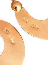 Load image into Gallery viewer, Side View of Antique Russian Imperial 56 Gold Engraved Hoop Earrings
