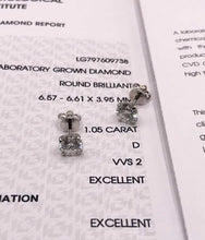 Load image into Gallery viewer, 14K 585 White Gold Lab-Grown Diamond Stud Earrings 2.10ct Total for Women
