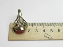 Load image into Gallery viewer, Handcrafted Vintage Soviet 875 Silver Filigree Ring with Bright Pink Oval Ruby
