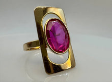 Load image into Gallery viewer, Vintage Soviet USSR 14K 583 Red Gold Synthetic Ruby Ring Size 7.25
