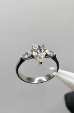 Load image into Gallery viewer, 14K White Gold Lab-Grown Diamond Ring 1.45ct Total, 1.05ct Pear D VVS IGI Size 6.5
