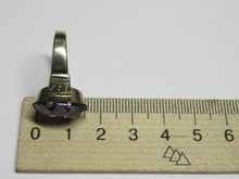 Load image into Gallery viewer, Vintage USSR 875 Silver Amethyst Solitaire Ring – Size 7.25 | Retro Geometric Design

