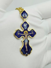 Load image into Gallery viewer, Vintage 18K Yellow Gold Enamel Orthodox Cross Necklace – 46.07g | 64 cm Chain
