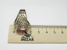 Load image into Gallery viewer, Vintage USSR 875 Sterling Silver Filigree Oval Ruby Ring for Women Size 7.75
