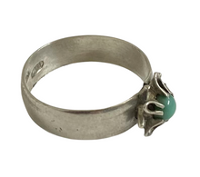 Load image into Gallery viewer, Antique Imperial USSR silver ring with natural chrysoprase floral design, size 10.75, crafted by Fezba Market.
