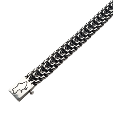 Load image into Gallery viewer, 925 Sterling Silver Ukrainian Tryzub Heavy Bracelet Blackened Byzantine Chain
