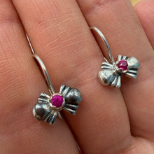 Load image into Gallery viewer, Elegant Vintage Sterling Silver Flower Earrings with Ruby Stones
