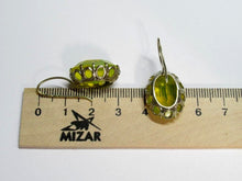 Load image into Gallery viewer, Vintage Russian Soviet sterling silver earrings with Alpanite, women's jewelry featuring intricate designs and historical charm.
