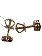 Load image into Gallery viewer, Pair of Vintage 14K Rose Gold Natural Ruby and Diamond Stud Earrings
