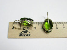Load image into Gallery viewer, Vintage Russian Soviet earrings in sterling silver 875 with Alpanite, women's jewelry featuring intricate design details.
