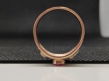 Load image into Gallery viewer, Profile View of Wide Band Vintage USSR 14K Gold Ruby Ring Size 8.5
