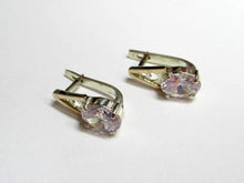 Load image into Gallery viewer, Vintage Russian sterling silver earrings with gold accents, intricate design, and a 5.66g weight, women's jewelry by Fezba Market.
