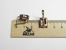 Load image into Gallery viewer, Vintage Russian Soviet sterling silver earrings with Alpanite accents, women's jewelry featuring intricate design and historical charm.
