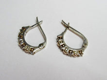 Load image into Gallery viewer, Vintage Russian sterling silver earrings with gold accents, women's jewelry, detailed design, weight 7.32 grams.
